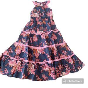 NWT Matilda Jane Girl Navy & Pink Floral Clarabelle Halter Maxi Dress 6 Years